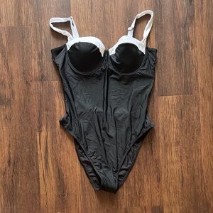 Elegant Black and White Women's One-Piece Swimsuit
